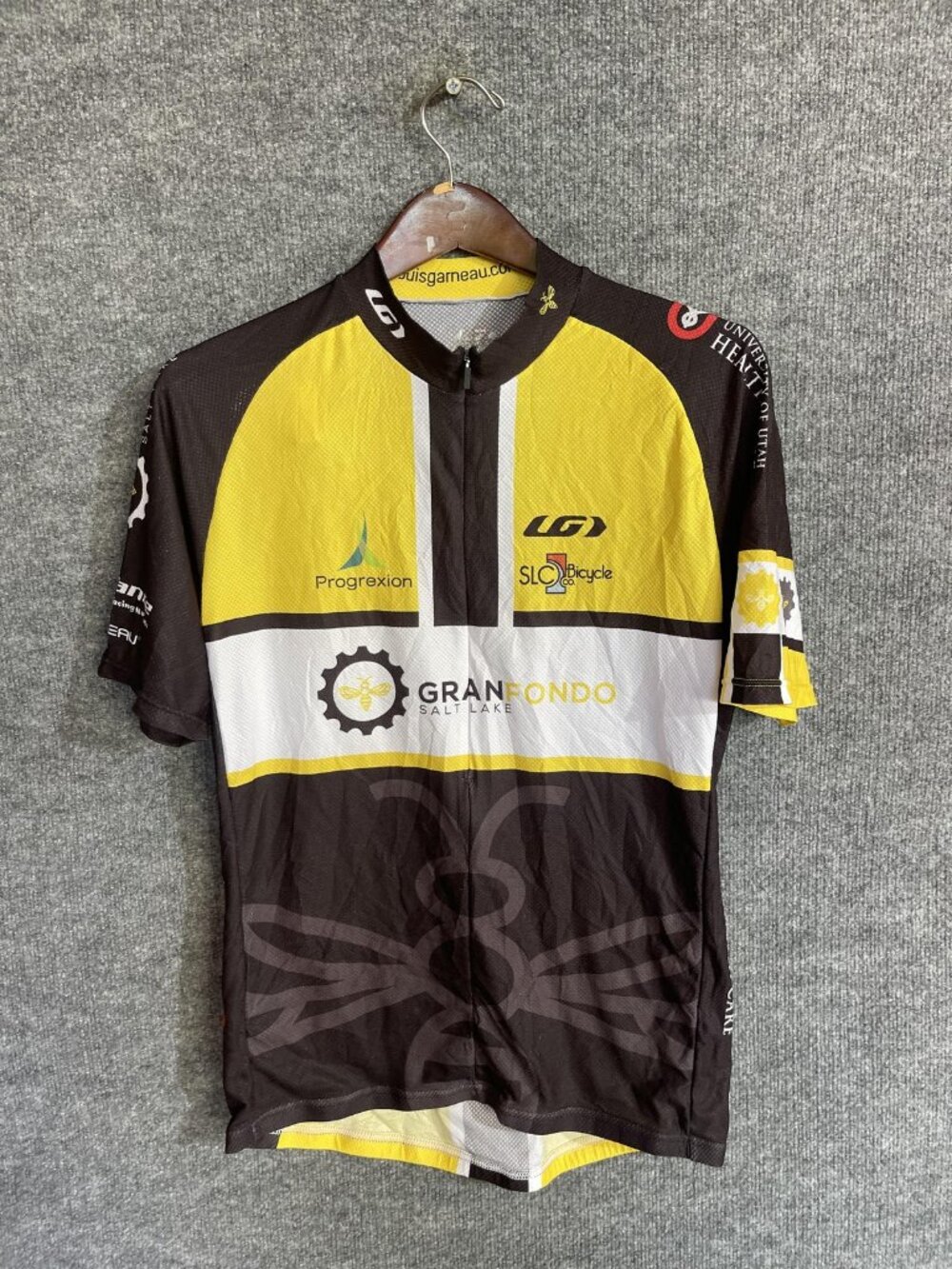Louis Garneau Cycling Jersey Mens Large Multi Gran Fondo 1/4 Zip Pockets Bike